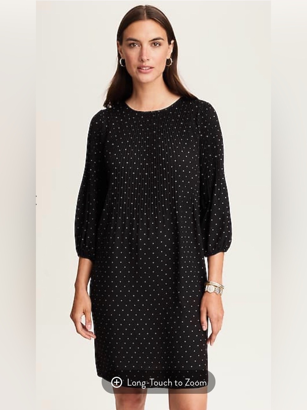NWT J. Jill Wearever Sunburst-Pleated Dress Black Tan Dot 3x Plus Size